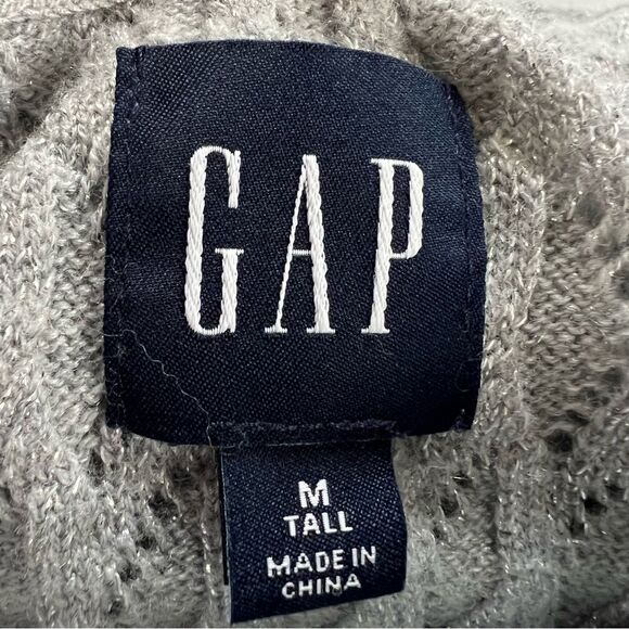 GAP Pointelle Turtleneck Silver Metallic Simmer Lightweight Sweater - Picture 8 of 14